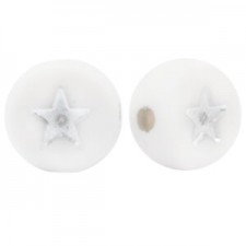Acrylic beads Star White-silver